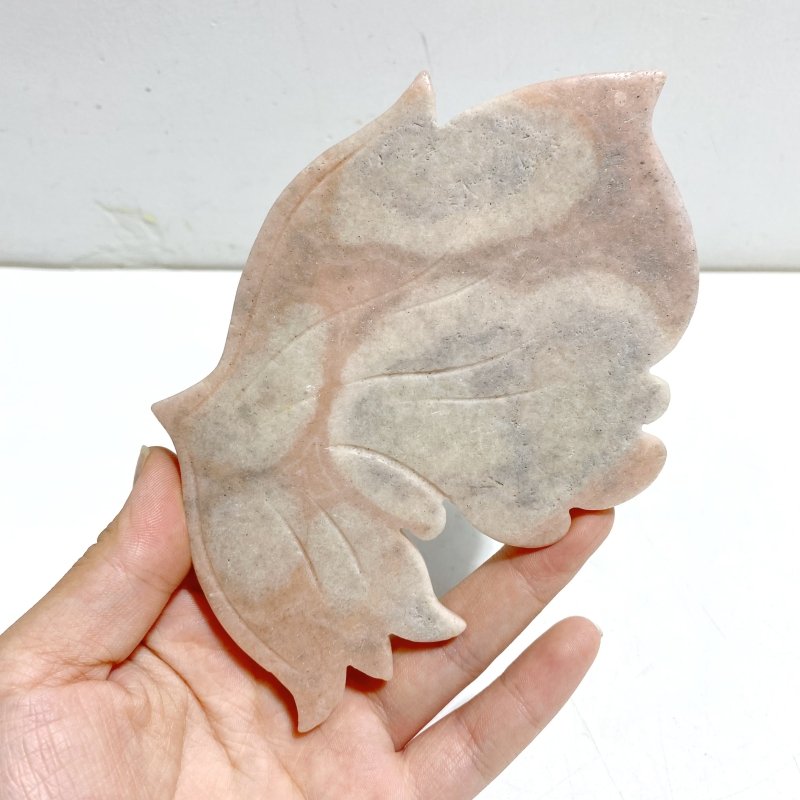 Unique Pink Agate Butterfly Wing Carving With Stand - Wholesale Crystals