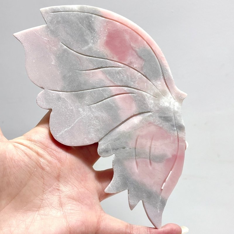 Unique Pink Opal Butterfly Wing Carving With Stand - Wholesale Crystals