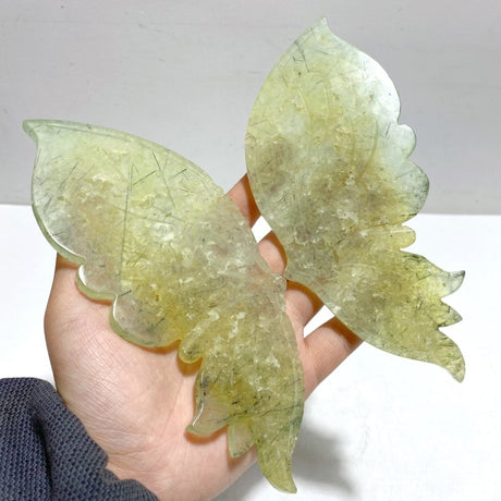Unique Prehnite Butterfly Wing Carving With Stand - Wholesale Crystals