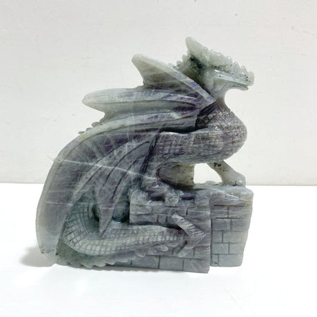 Unique Purple Labradorite Flying Dragon Castle Carving - Wholesale Crystals