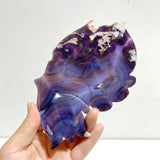 Unique Purple Sakura Flower Agate Butterfly Wing Carving With Stand - Wholesale Crystals