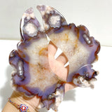 Unique Purple Sakura Flower Agate Butterfly Wing Carving With Stand -Wholesale Crystals