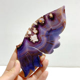 Unique Purple Sakura Flower Agate Butterfly Wing Carving With Stand - Wholesale Crystals