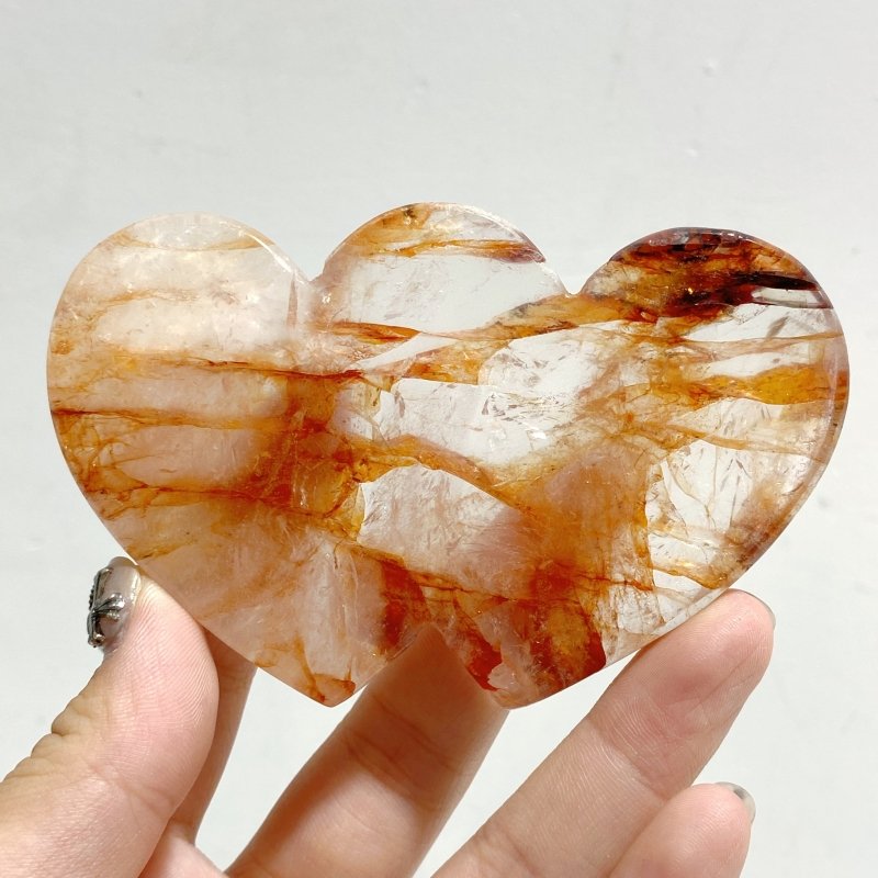 Unique Red Fire Quartz Heart Wing Carving With Stand -Wholesale Crystals