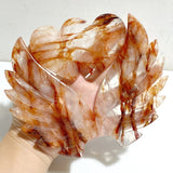 Unique Red Fire Quartz Heart Wing Carving With Stand -Wholesale Crystals