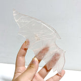 Unique Rose Quartz Demon And Angel Wing Carving With Stand - Wholesale Crystals