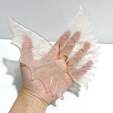 Unique Rose Quartz Demon And Angel Wing Carving With Stand - Wholesale Crystals