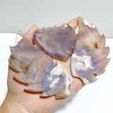 Unique Sakura Flower Agate Heart Wing Carving With Stand -Wholesale Crystals