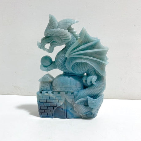 Unique Trolleite Flying Dragon With Castle Carving -Wholesale Crystals