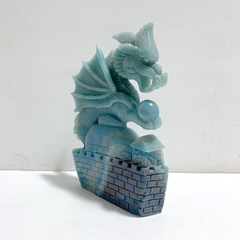 Unique Trolleite Flying Dragon With Castle Carving -Wholesale Crystals