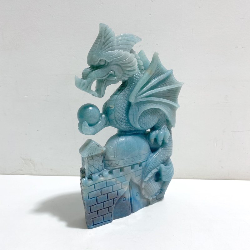 Unique Trolleite Flying Dragon With Castle Carving -Wholesale Crystals