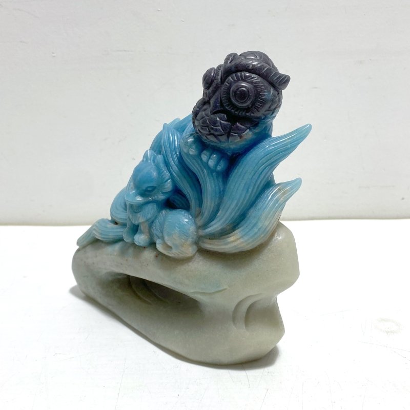 Unique Trolleite Stone Nine - tailed Fox Owl Carving - Wholesale Crystals