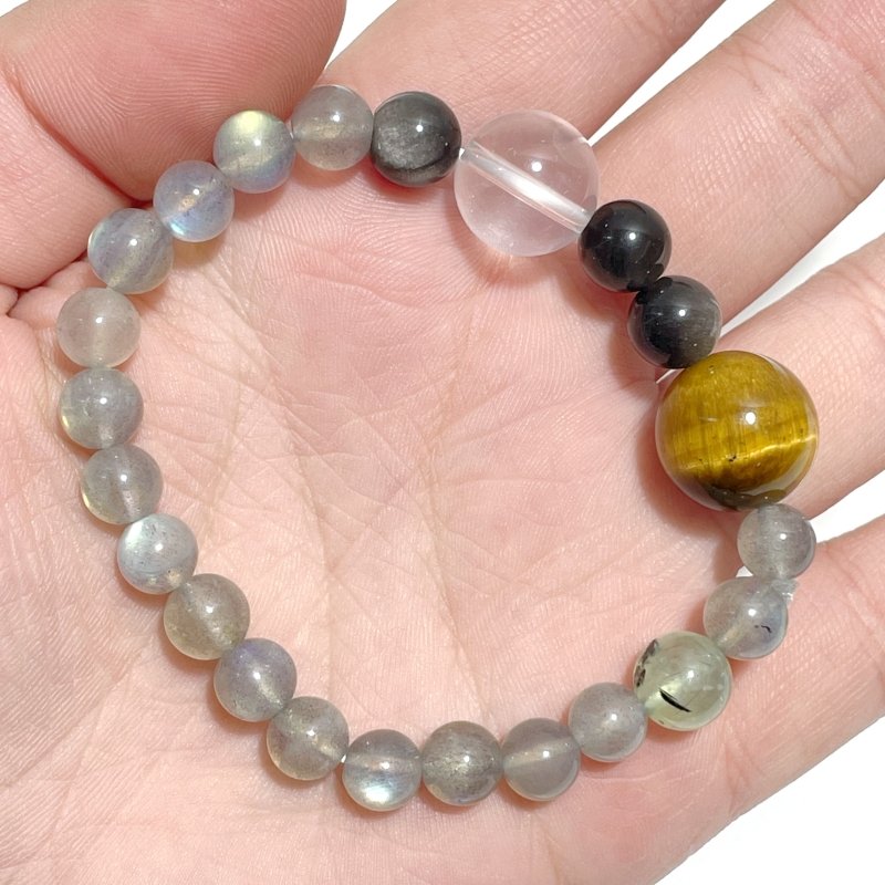 Universe Planets Labradorite Clear Quartz Silver Sheen Obsidian Bracelet Wholesale Original Design - Wholesale Crystals