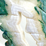 Very Large Geode Druzy Moss Agate Butterfly Wing Carving With Stand - Wholesale Crystals