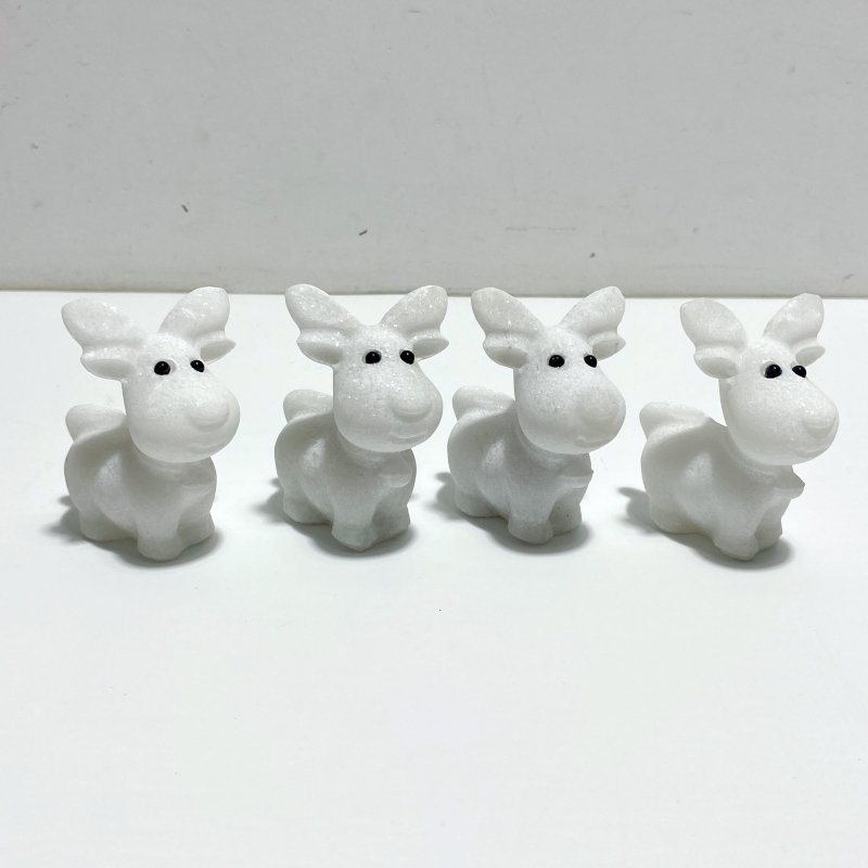 White Marble Christmas Moose Carving Wholesale - Wholesale Crystals