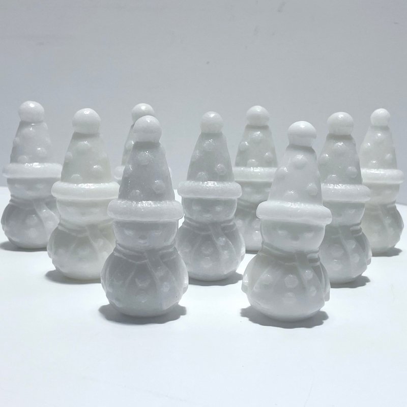 White Marble Snowman Carving Christmas Wholesale(Resin coating) - Wholesale Crystals