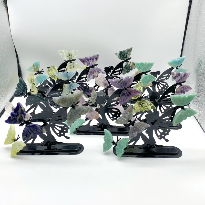 Wholesale Crystal Butterfly Wing Carving with Fairy Stand (Assorted Materials) -Wholesale Crystals