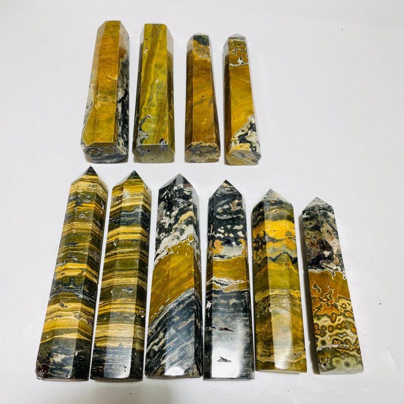 10 Pieces High Quality Yellow Vein Ocean Jasper Tower -Wholesale Crystals
