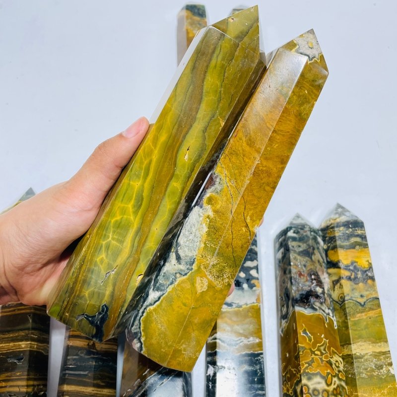 10 Pieces High Quality Yellow Vein Ocean Jasper Tower -Wholesale Crystals