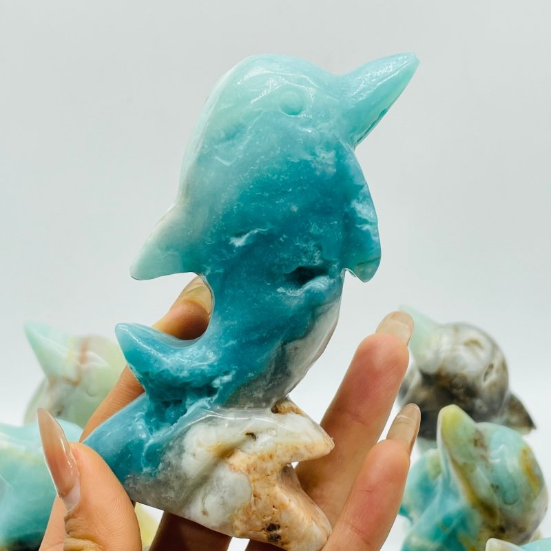 11 Pieces Beautiful Caribbean Calcite Dolphin Carving - Wholesale Crystals