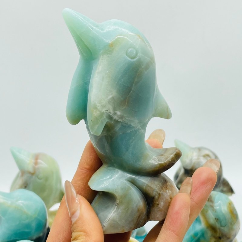 11 Pieces Beautiful Caribbean Calcite Dolphin Carving - Wholesale Crystals