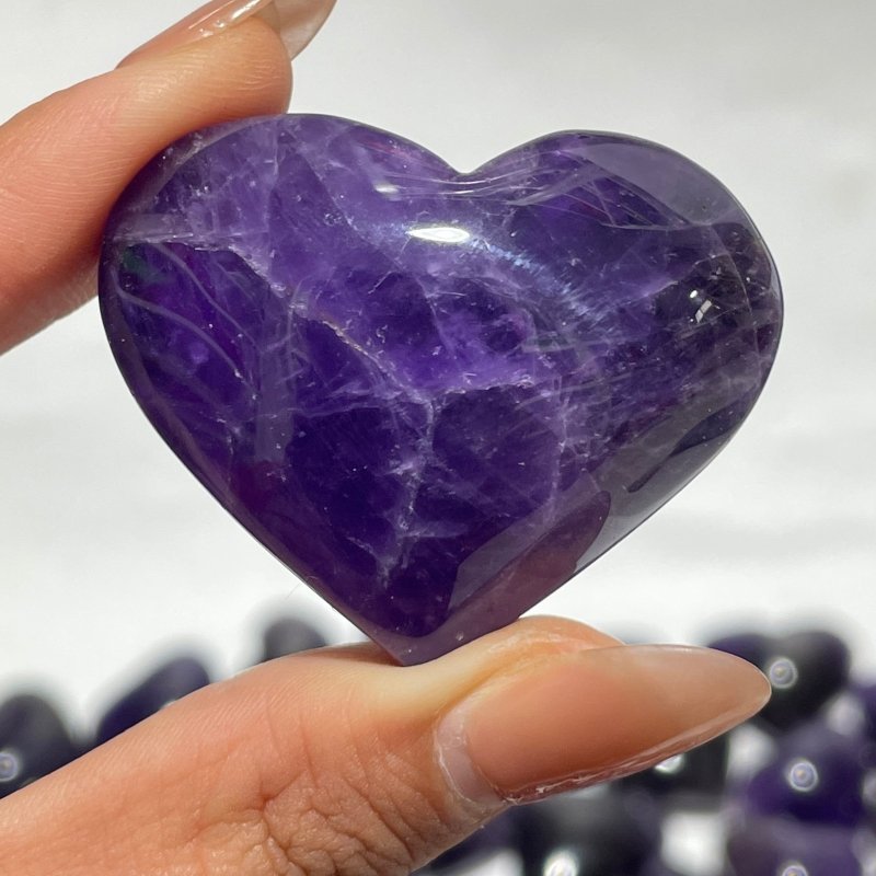 127 Pieces High Quality Deep Purple Chevron Amethyst Heart Crystal - Wholesale Crystals