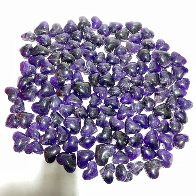 127 Pieces High Quality Deep Purple Chevron Amethyst Heart Crystal - Wholesale Crystals