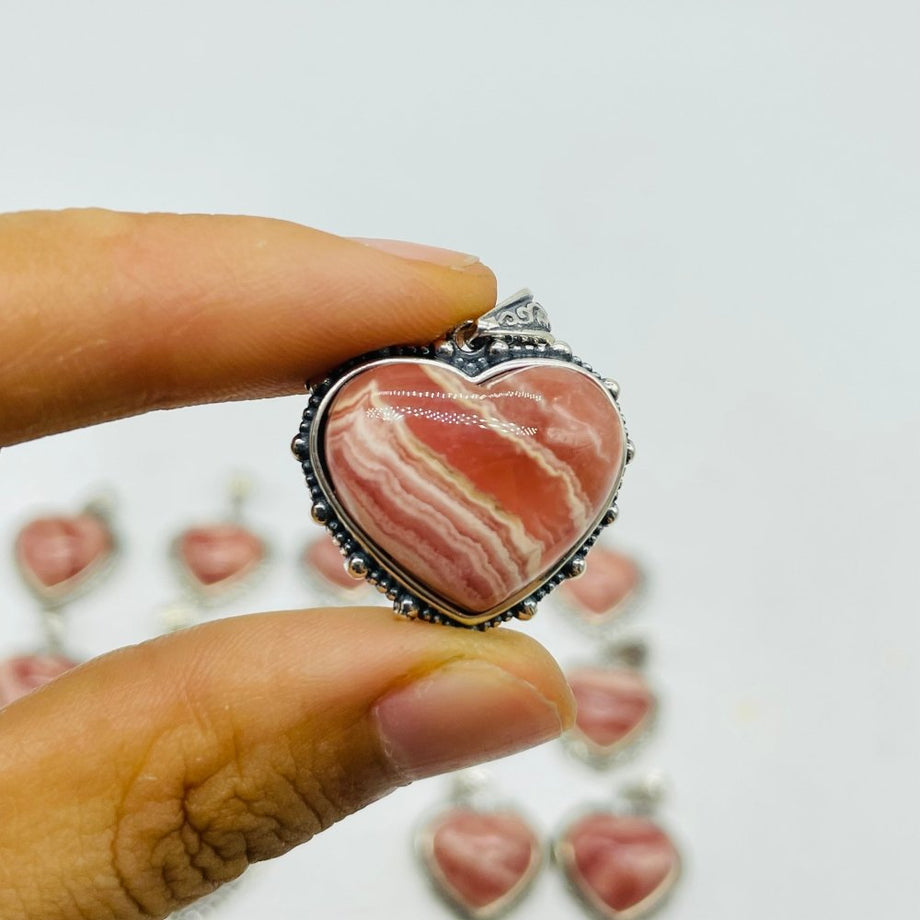 Native American Sterling Silver deals Heart Shape Rhodochrosite Pendant For Women #2