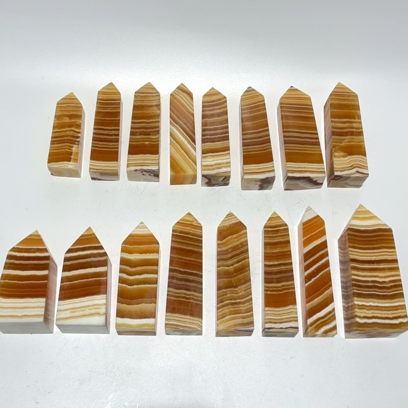 16 Pieces Fat Yellow Calcite Stripe Tower - Wholesale Crystals