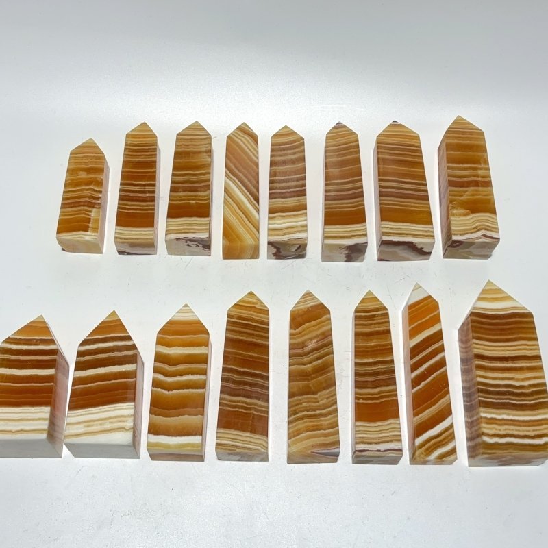 16 Pieces Fat Yellow Calcite Stripe Tower - Wholesale Crystals