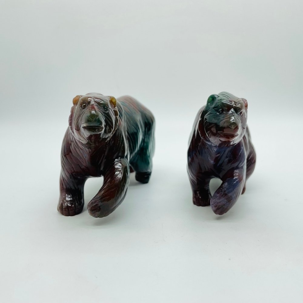 2 Pieces High Quality Ocean Jasper Polar Bear Carving -Wholesale Crystals