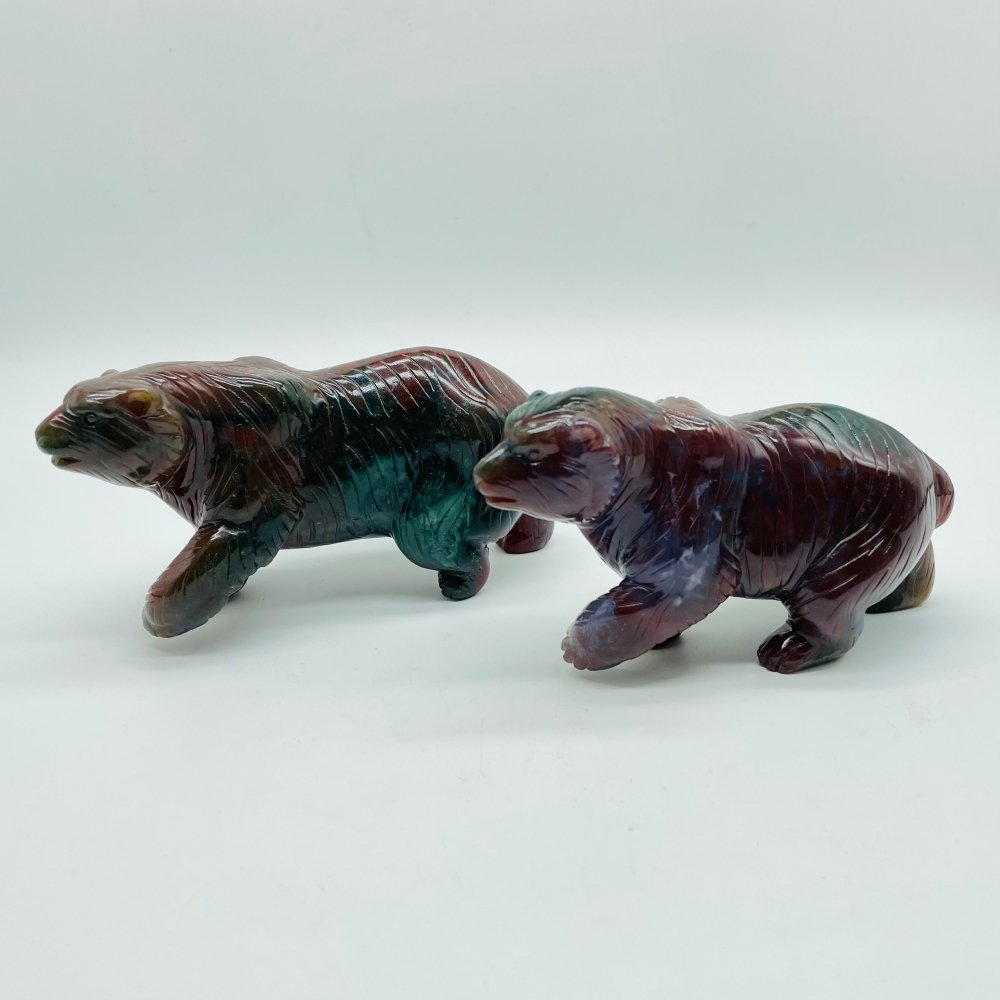 2 Pieces High Quality Ocean Jasper Polar Bear Carving -Wholesale Crystals