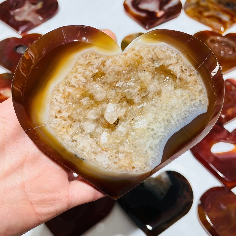 20 Pieces Large Carnelian Druzy Geode Heart -Wholesale Crystals