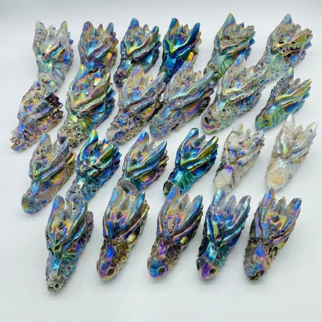 23 Pieces Large Aura Sphalerite Dragon Head Carving -Wholesale Crystals