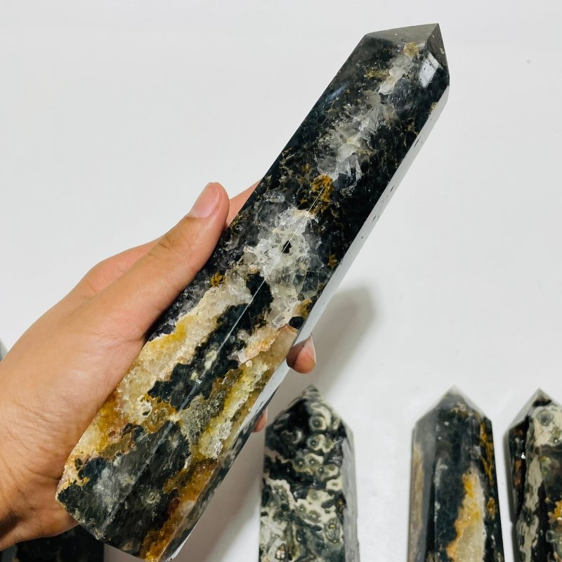 6 Pieces High Quality Grey Vein Ocean Jasper tower -Wholesale Crystals