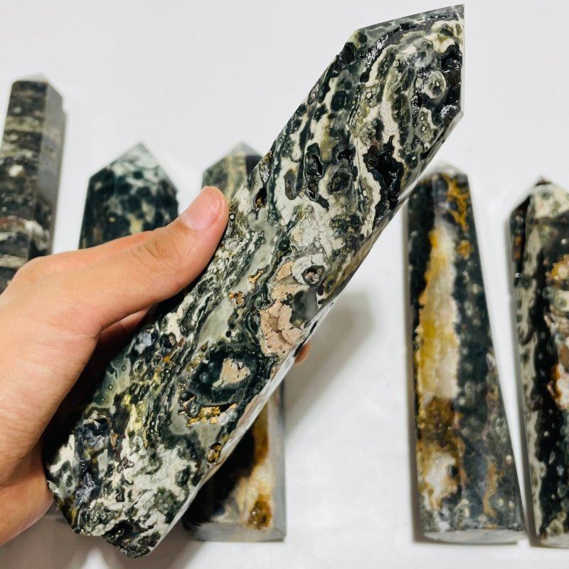 6 Pieces High Quality Grey Vein Ocean Jasper tower -Wholesale Crystals