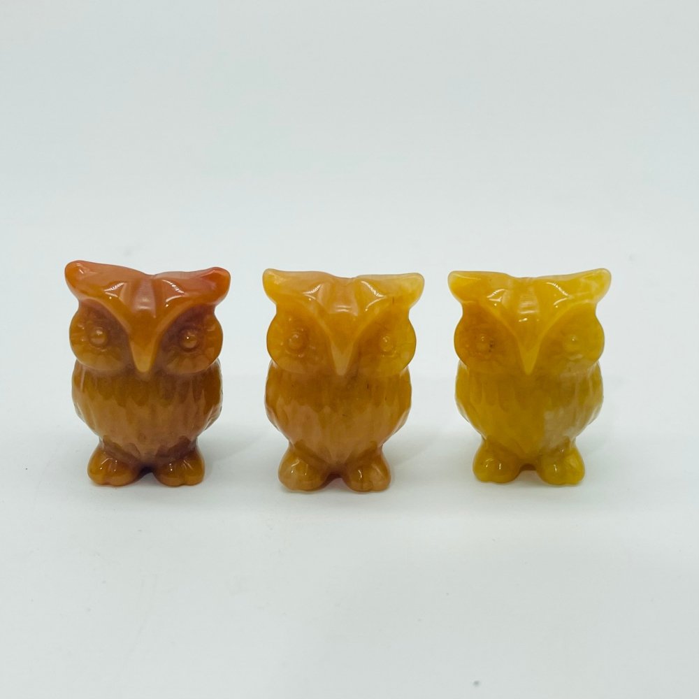 3 Types Mini Owl Carving Wholesale Green Aventurine & Red Obsidian -Wholesale Crystals