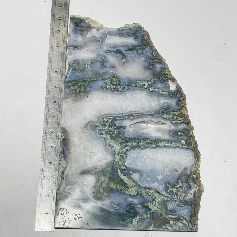 4 Pieces Large Moss Agate Slab 14.5in - Wholesale Crystals