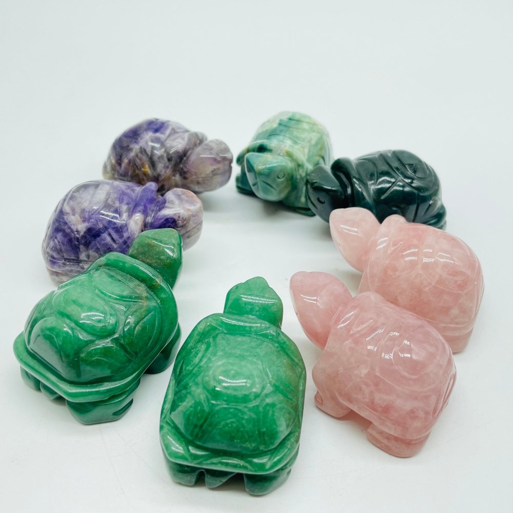 4 Types 2in Tortoise Turtle Chevron Amethyst&Rose Quartz Carving Wholesale -Wholesale Crystals