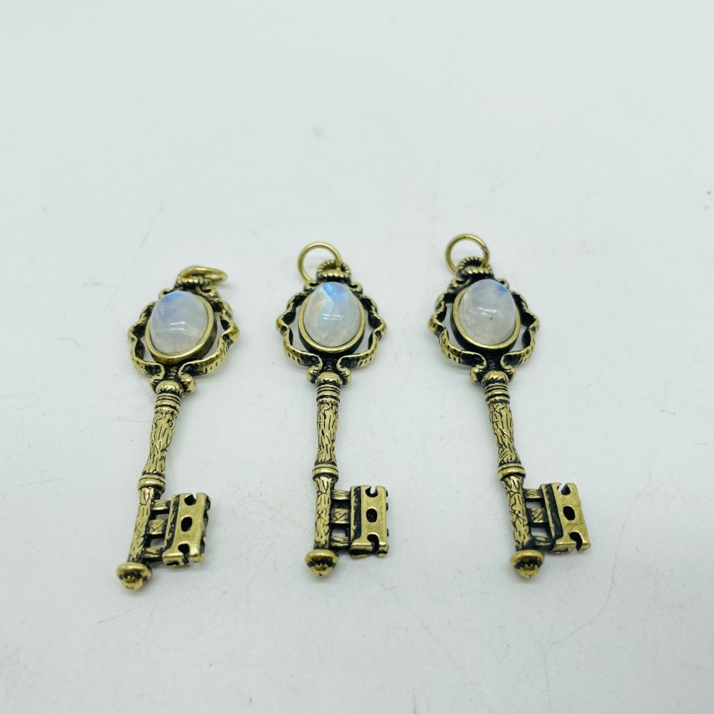 4 Types Gem Key Pendant Wholesale Charoite Sunstone Malachite Moonstone -Wholesale Crystals