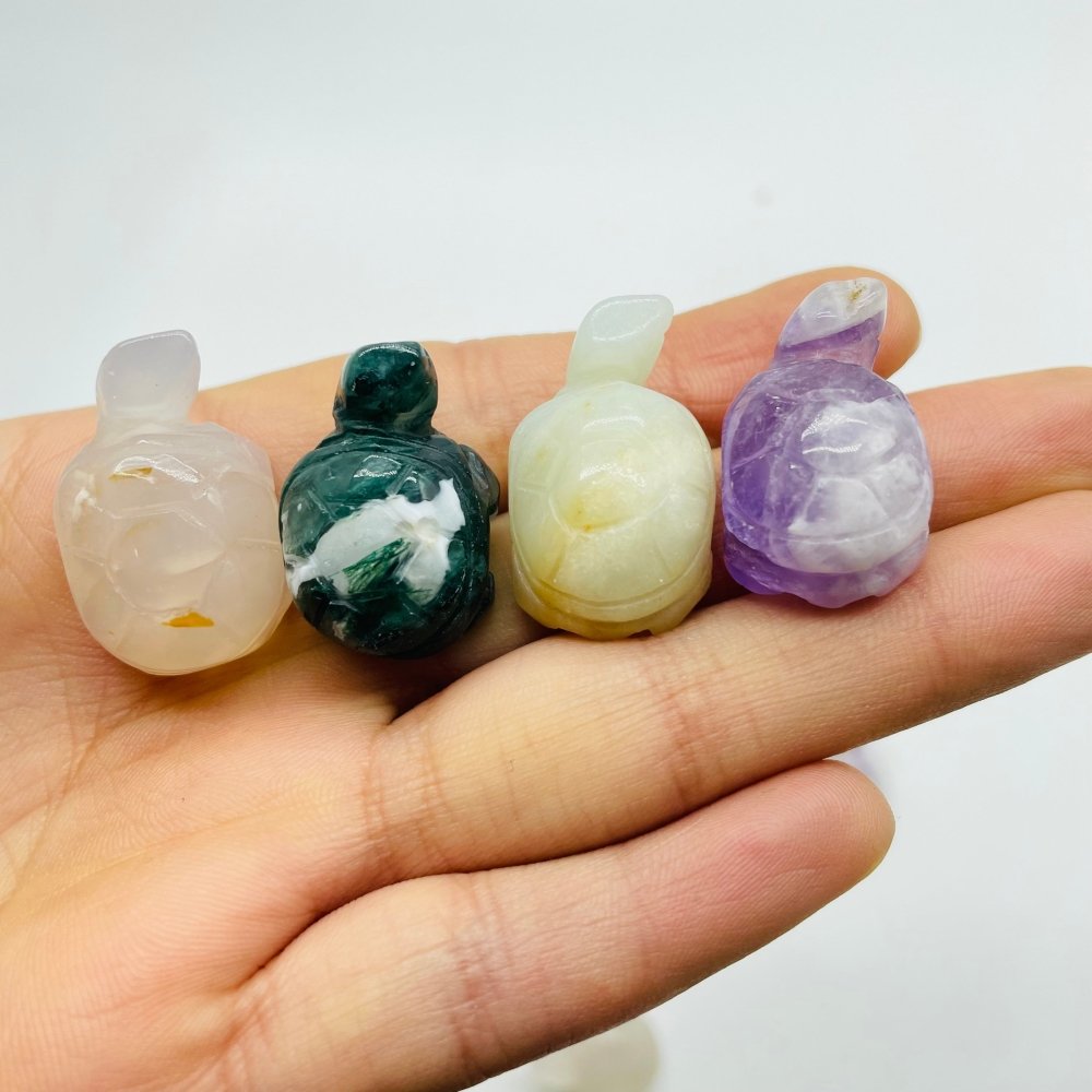 4 Types Turtle Carving Wholesale Caribbean & Moss Agate -Wholesale Crystals