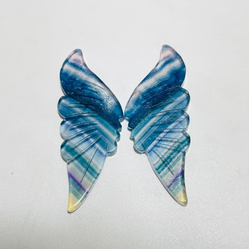 42 Pairs Rainbow Fluorite Butterfly Carving (A2BTF) - Wholesale Crystals