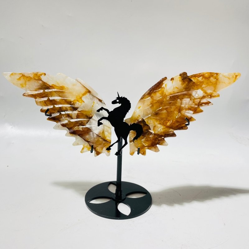 5 Pairs Fire Quartz Pegasus Wing Carving With Stand -Wholesale Crystals