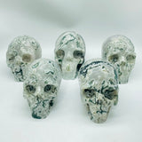 5 Pieces Large Moss Agate Skull Carving -Wholesale Crystals