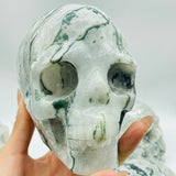 5 Pieces Large Moss Agate Skull Carving -Wholesale Crystals