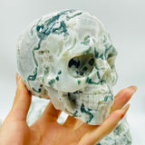 5 Pieces Large Moss Agate Skull Carving -Wholesale Crystals