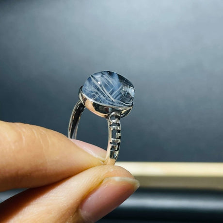 30 Pieces S925 High Grade Blue Angel Feather Quartz Ring -Wholesale Crystals