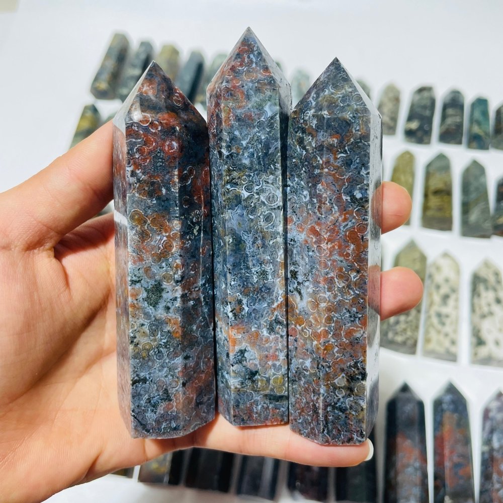 58 Pieces Green Vein Ocean Jasper Tower -Wholesale Crystals