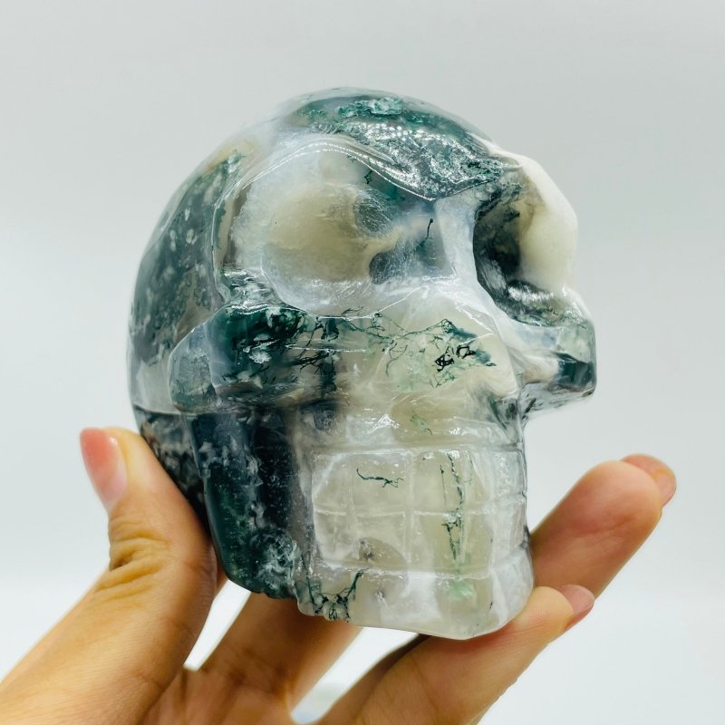 6 Pieces Beautiful Moss Agate Geode Druzy Skull -Wholesale Crystals