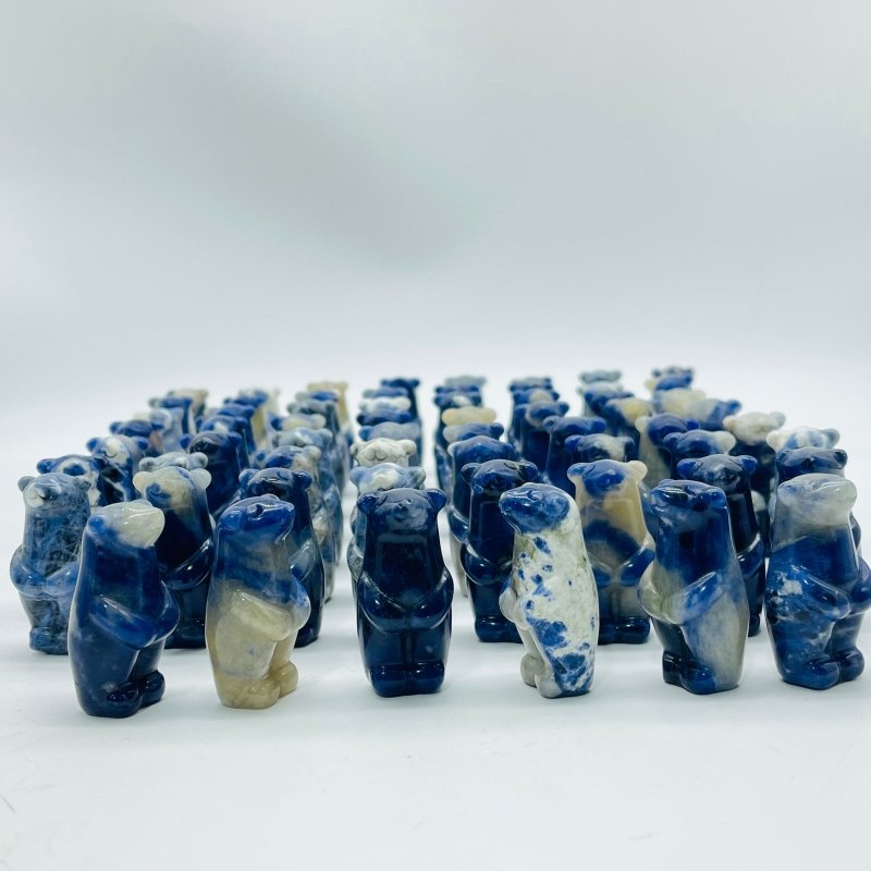 62 Pieces Sodalite Standing Polar Bear Carving - Wholesale Crystals